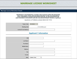 Marriage License Worksheet